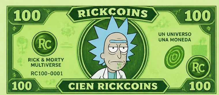 Billete RickCoin con la cara de Rick
